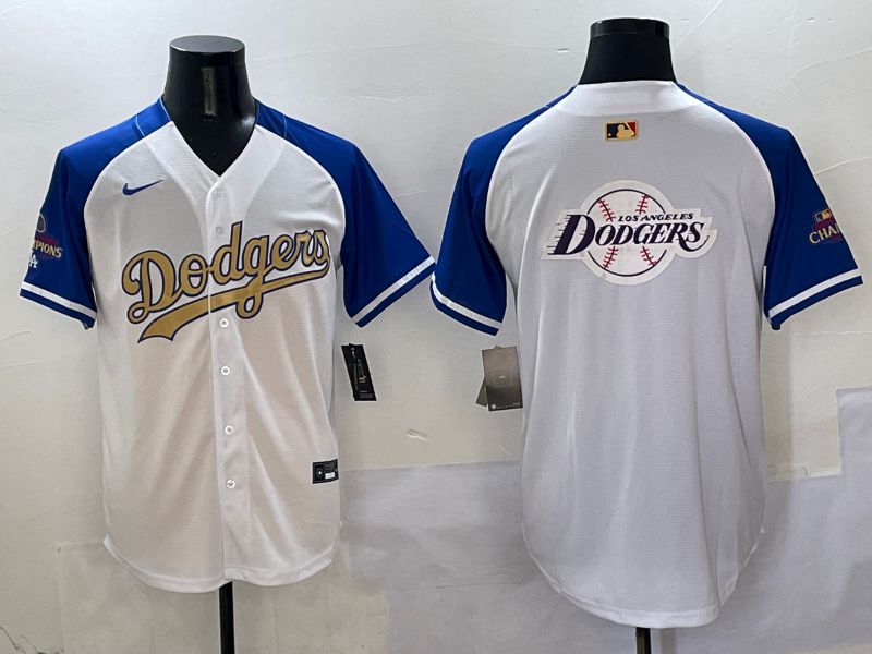 Men Los Angeles Dodgers Blank White Blue Gold Game Nike 2025 MLB Jersey style 42932